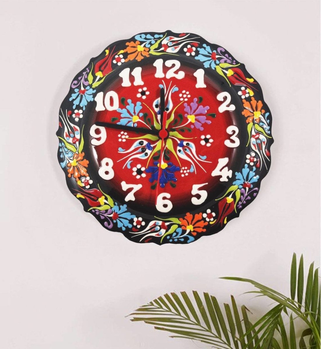 Handmade Ceramic Wall Clock, Decorative Ceramic Plate Clock, Unique Home Decor - Rassme