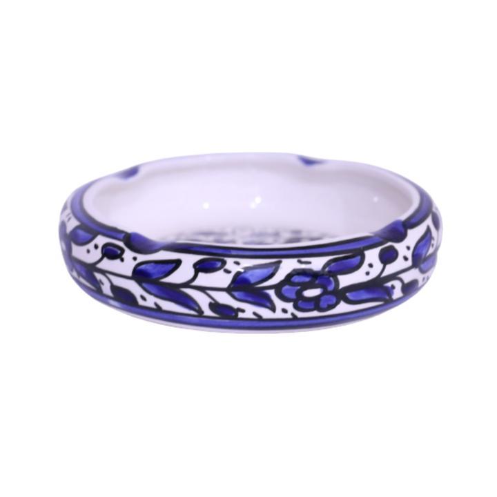 ROUND FLORAL ASHTRAY Palestinian Ceramic Floral Ashtray Pottery - Rassme