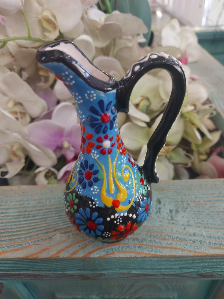 Turkish Ewer Pitcher IBRIK Handmade & Hand Painted Ceramic Home Decorative - Rassme