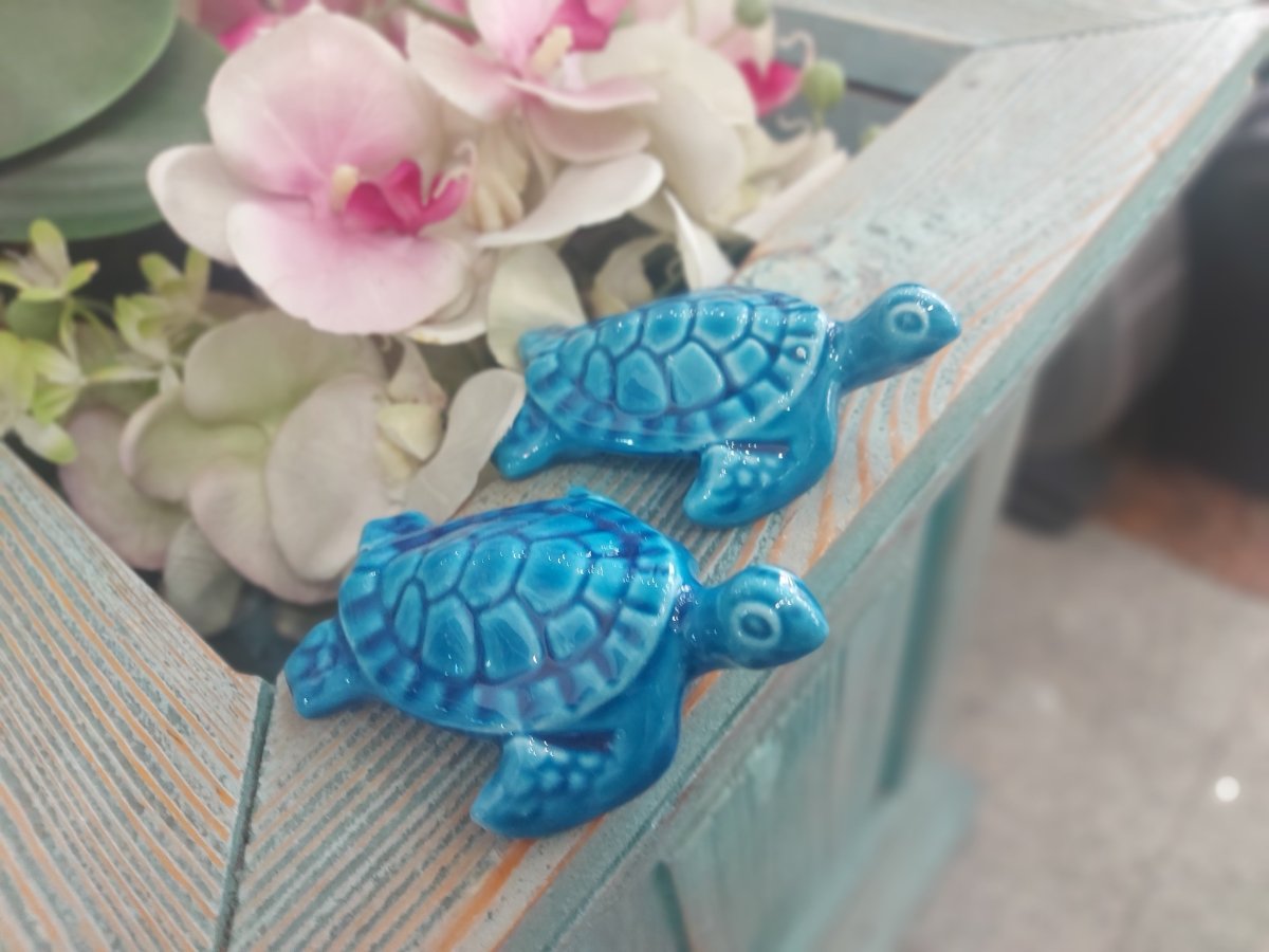 Turquoise Ceramic Turtles Home Decor Authentic Turkish Handmade Ornament - Rassme