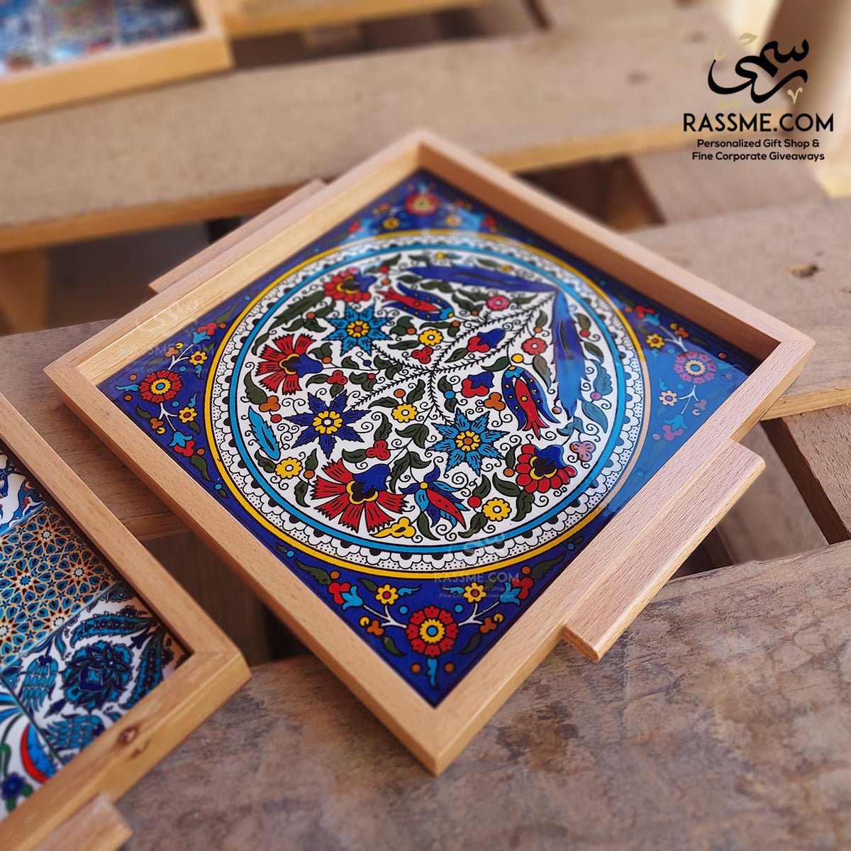 Wooden Ceramic Medium Tray Decor - Rassme
