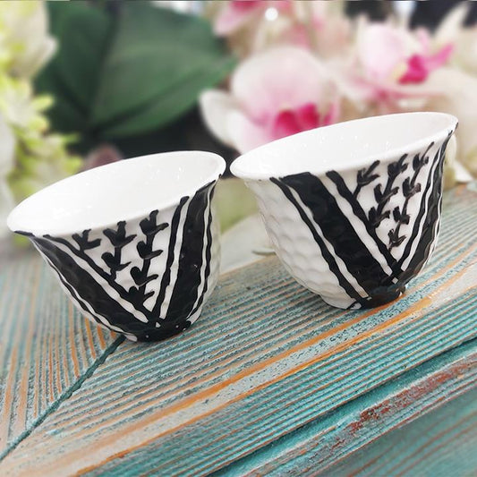 White and Black KUFIYA CERAMIC COFFEE CUP 3.5 OZ - in Jordan