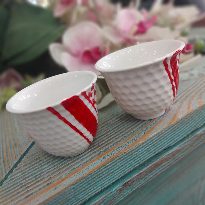 White and Red KUFIYA CERAMIC COFFEE CUP 3.5 OZ - in Jordan