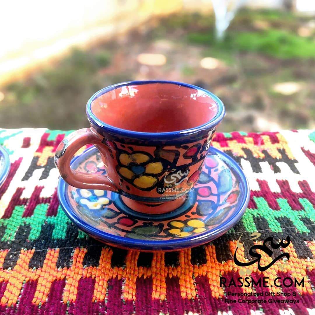 High Quality Hebron Ceramic Holy Land Floral Color Tea Cup - in Jordan