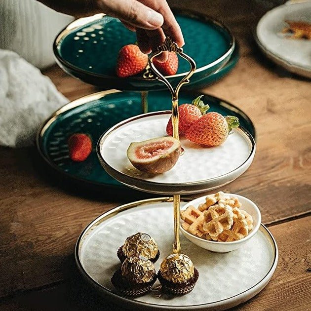 Ceramic Two-Layer Fruit Plate, Serving Tray Dessert Tower