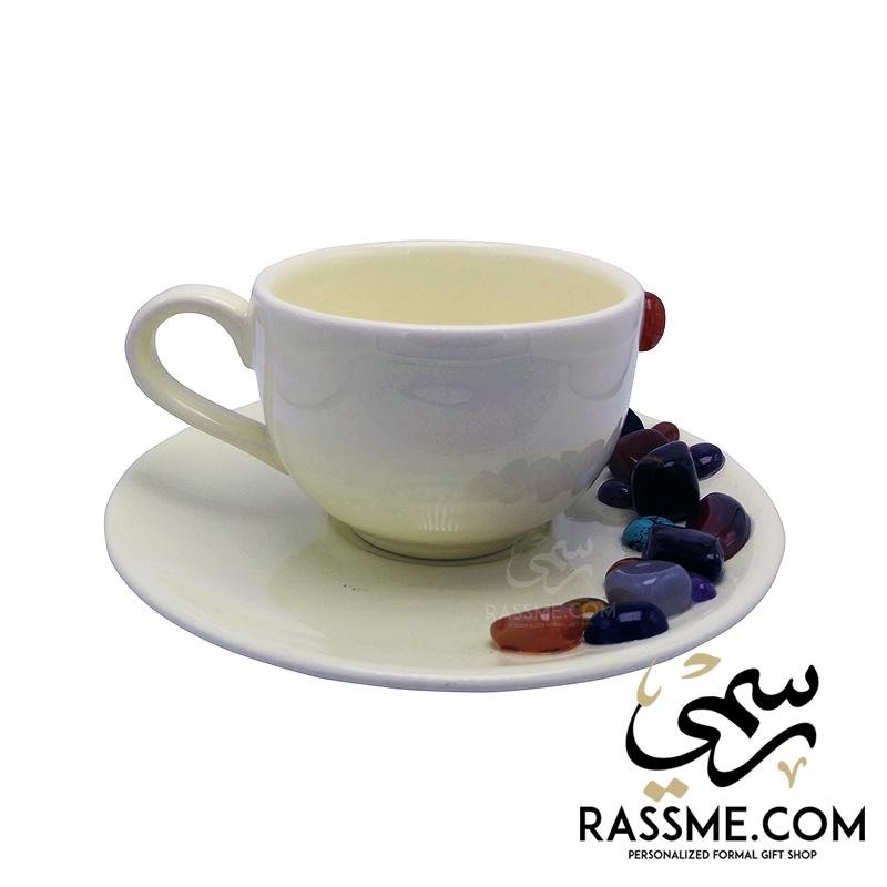 Porcelain Coffee Cups & Tea with Gemstones - in Jordan