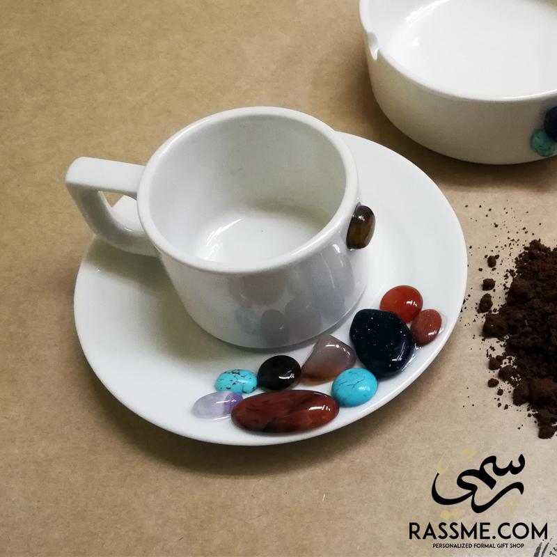 Porcelain Coffee Cups & Tea with Gemstones - in Jordan