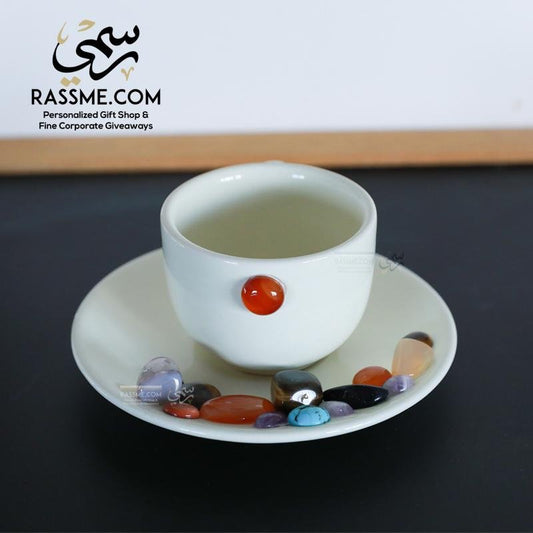 Porcelain Coffee Cups & Tea with Gemstones - in Jordan