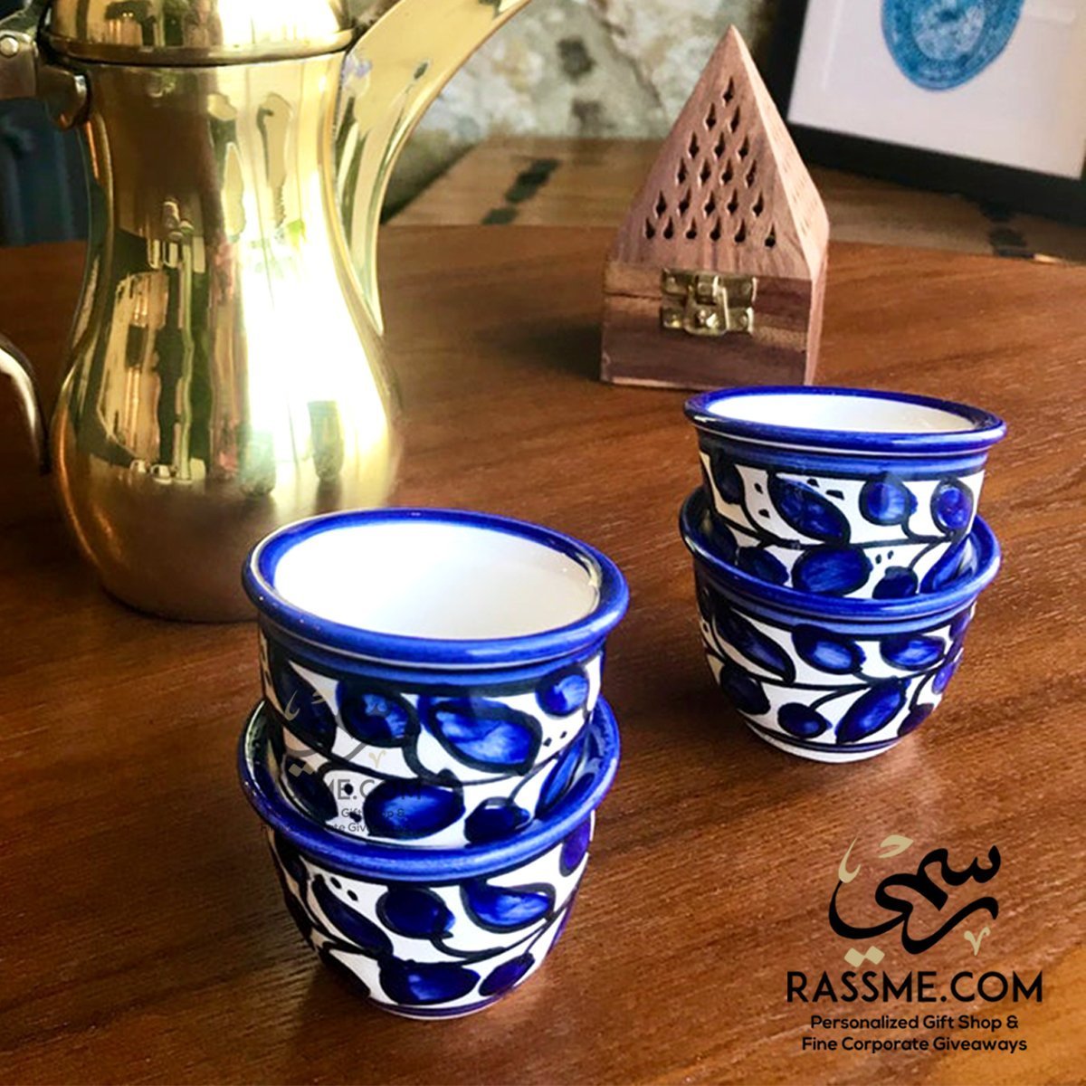 Arabian Coffee Cups Made in Palestine Hand Painted Palestinian Ceramic - Rassme