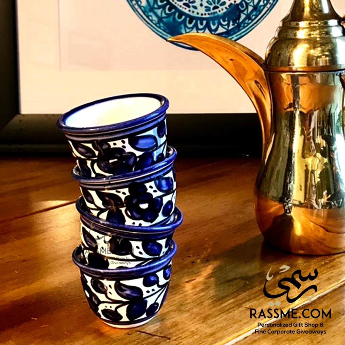 Arabian Coffee Cups Made in Palestine Hand Painted Palestinian Ceramic - Rassme