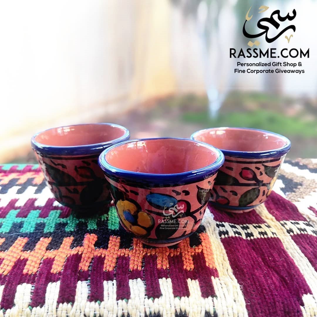 Arabian Coffee Cups Palestine Hand Painted Hebron Ceramic - Rassme