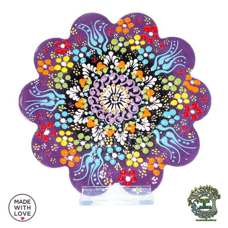 Ceramic Coaster Wall Dishes, Ceramic Tile Trivet, Hot Pad, Kitchen Decor hanging - Rassme