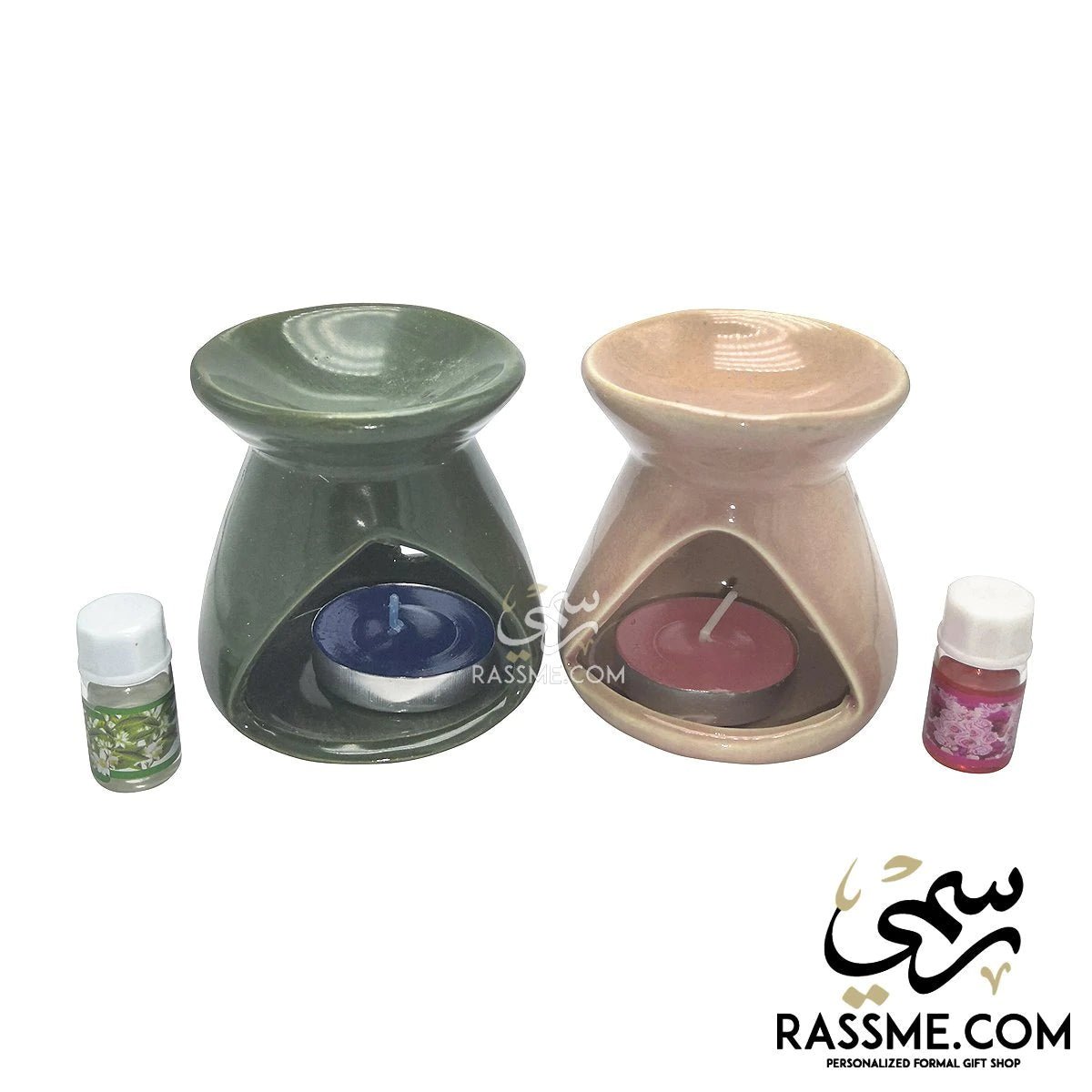 Ceramic Oil Warmer Tealight Warmer With Oil & Candle - Rassme