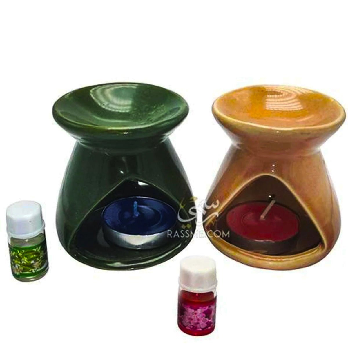 Ceramic Oil Warmer Tealight Warmer With Oil & Candle - Rassme