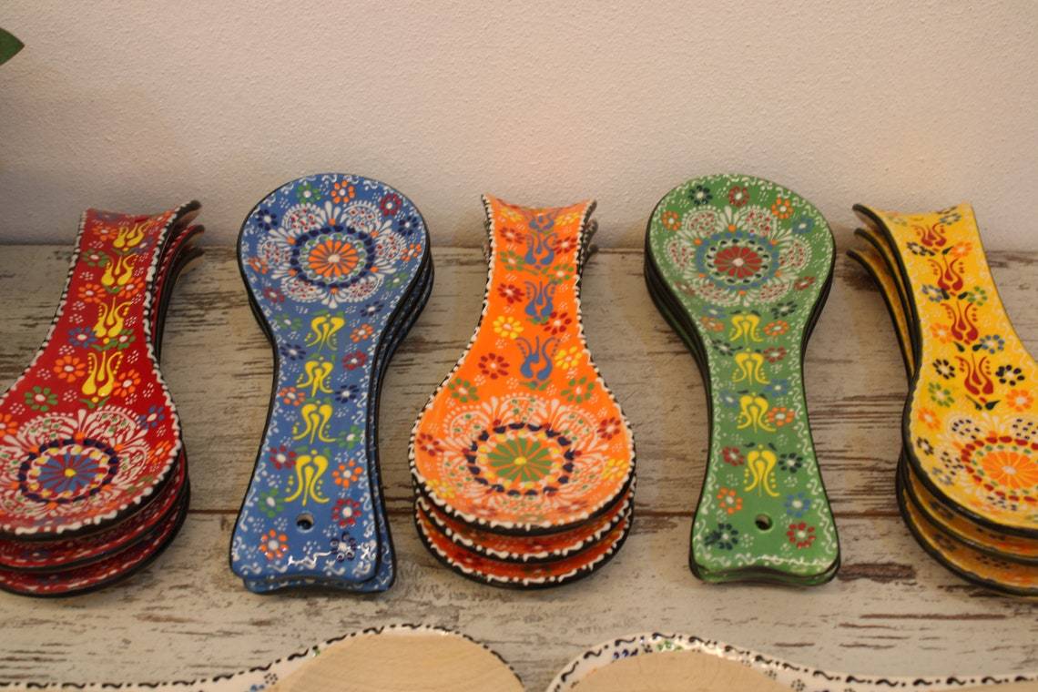 Ceramic Spoon Rest Tile Rack Pottery Spoon Holder Rack Kitchen - Rassme