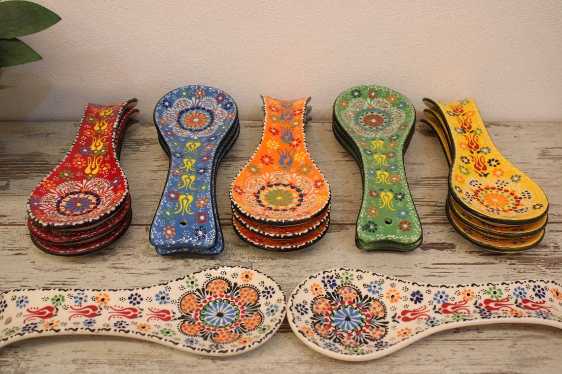 Ceramic Spoon Rest Tile Rack Pottery Spoon Holder Rack Kitchen - Rassme