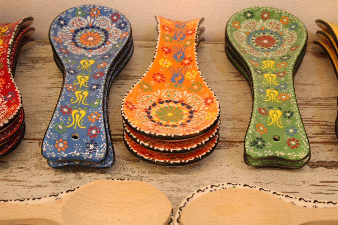 Ceramic Spoon Rest Tile Rack Pottery Spoon Holder Rack Kitchen - Rassme