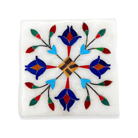 Coaster Ceramic Blue Floral - Rassme