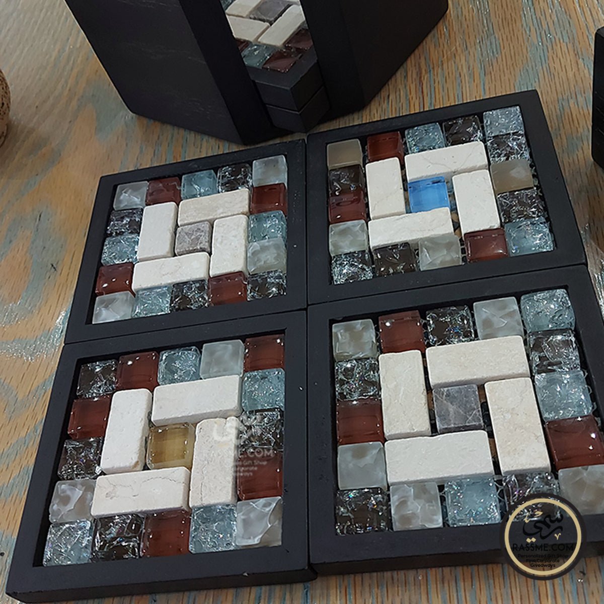 Personalized Wooden Modern Mosaics Coasters Set