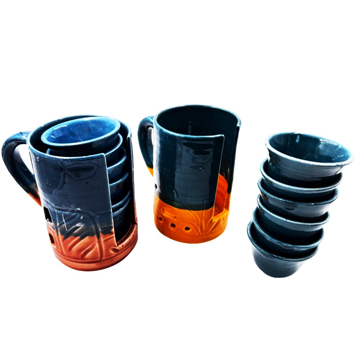 Coffee Six Cups Set Handcrafted Ceramic With Holder - Rassme