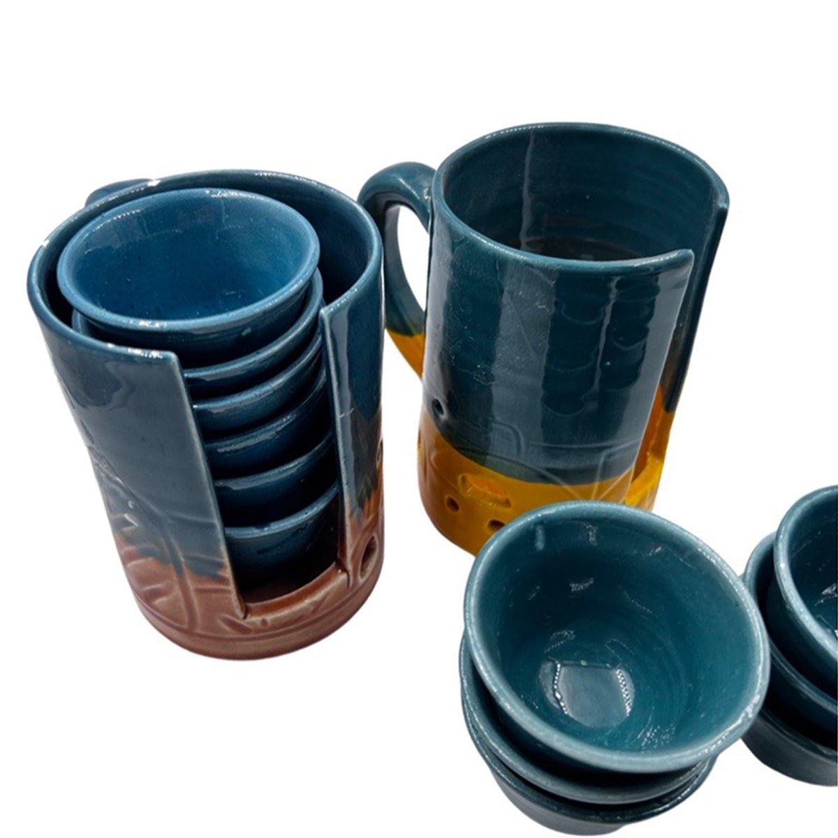 Coffee Six Cups Set Handcrafted Ceramic With Holder - Rassme