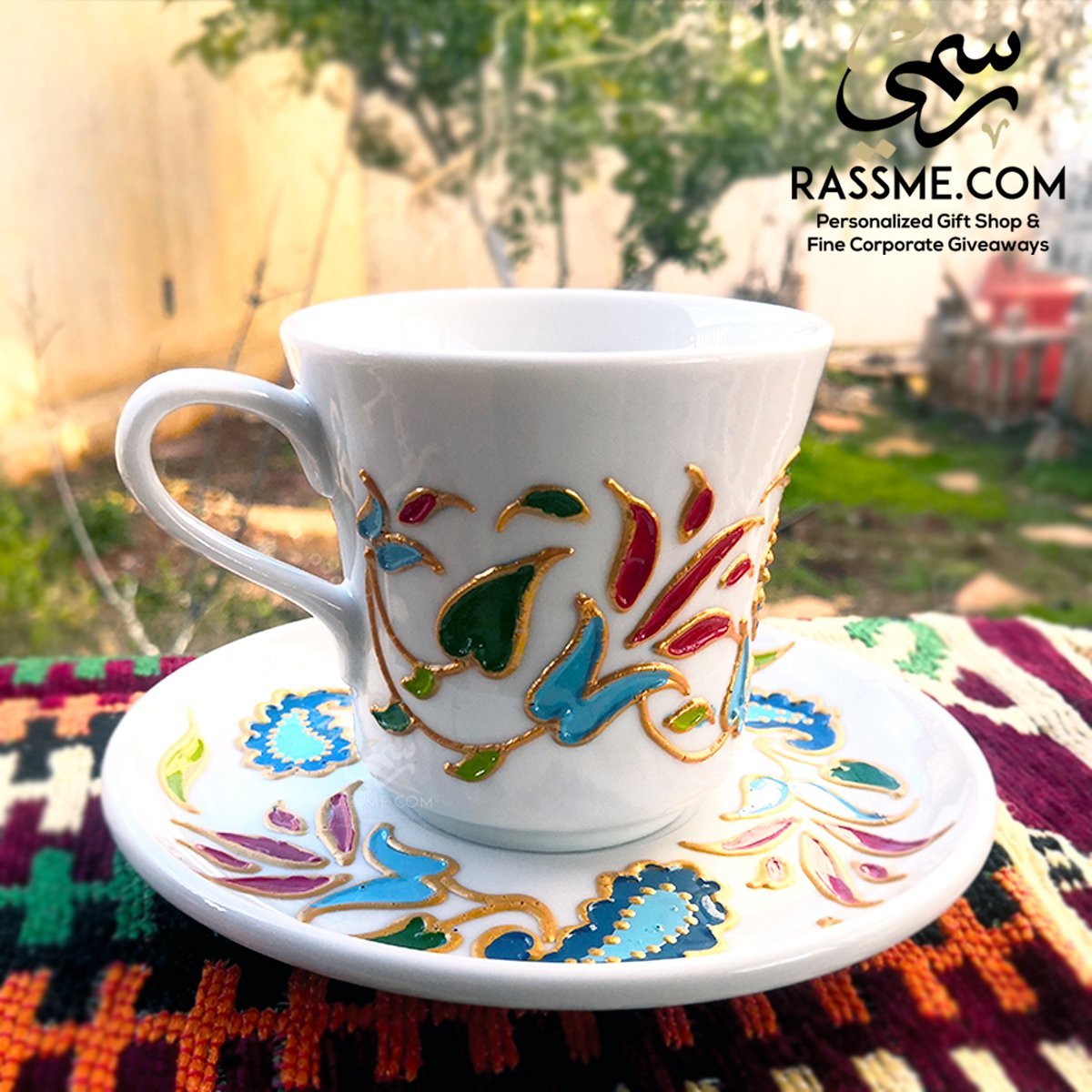 Porcelain Floral White Coffee / Tea cup - in Jordan