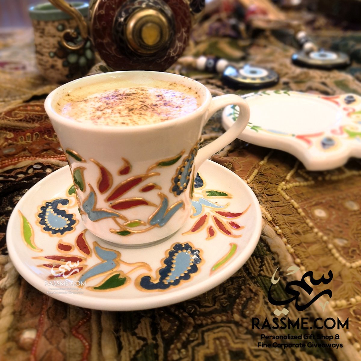 Porcelain Floral White Coffee / Tea cup - in Jordan