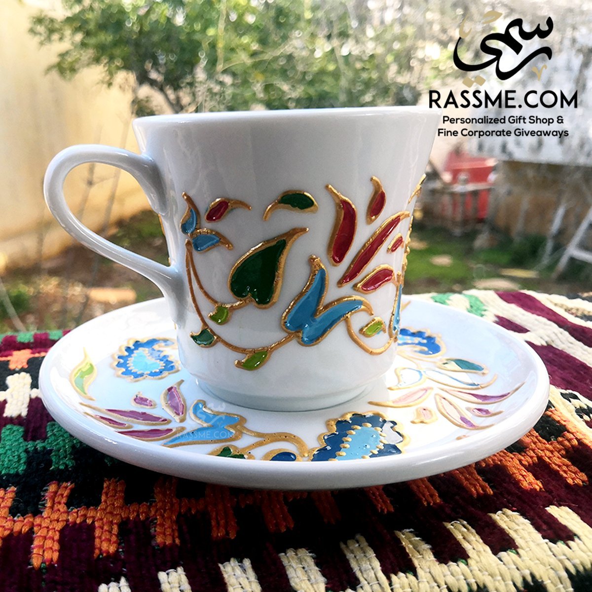 Porcelain Floral White Coffee / Tea cup - in Jordan