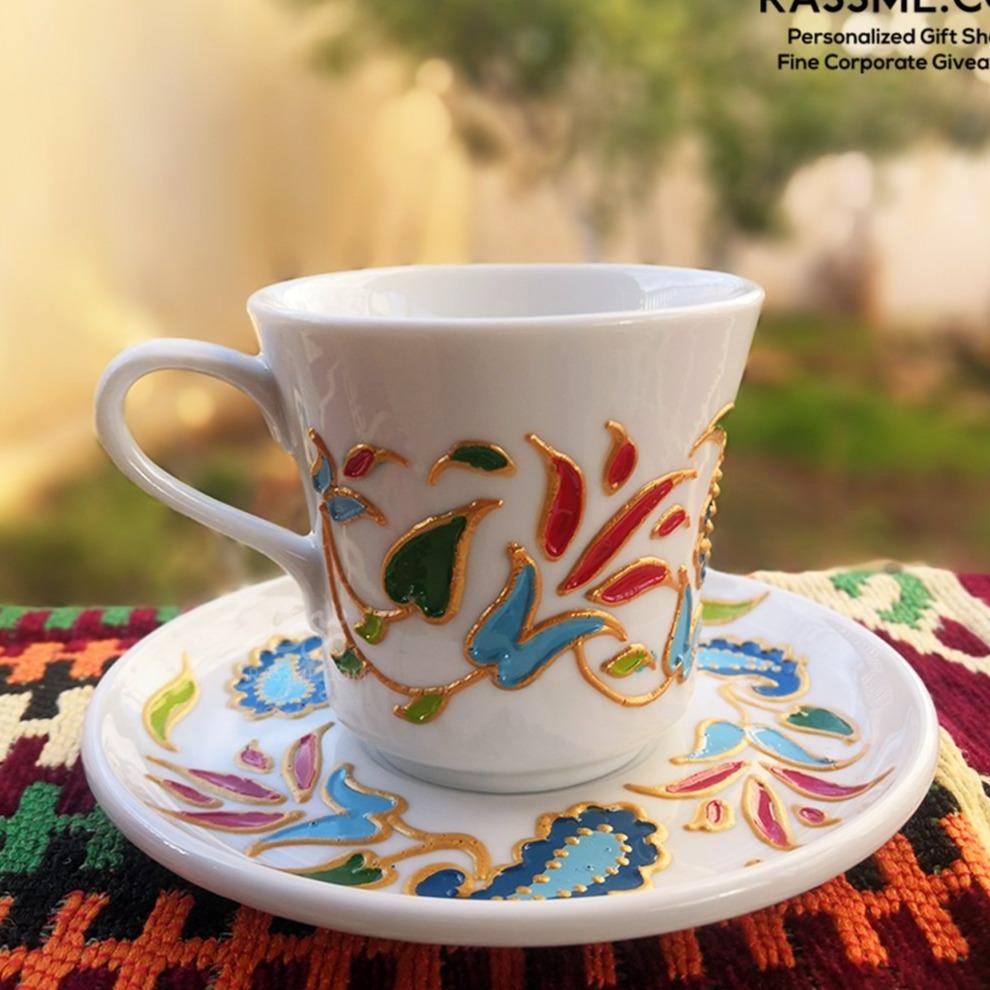 Porcelain Floral White Coffee / Tea cup - in Jordan