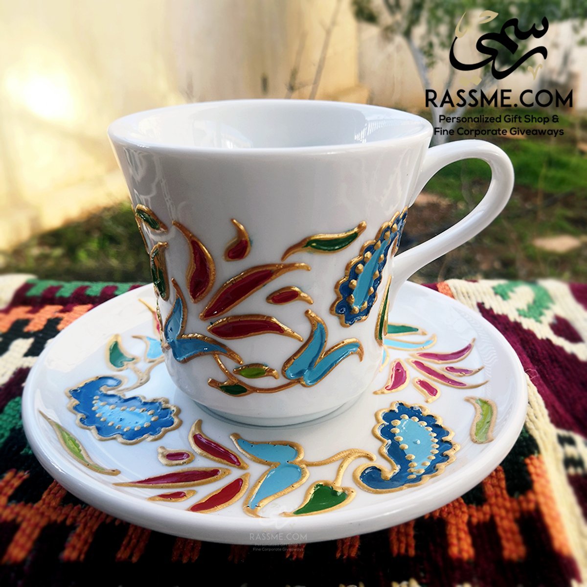 Porcelain Floral White Coffee / Tea cup - in Jordan