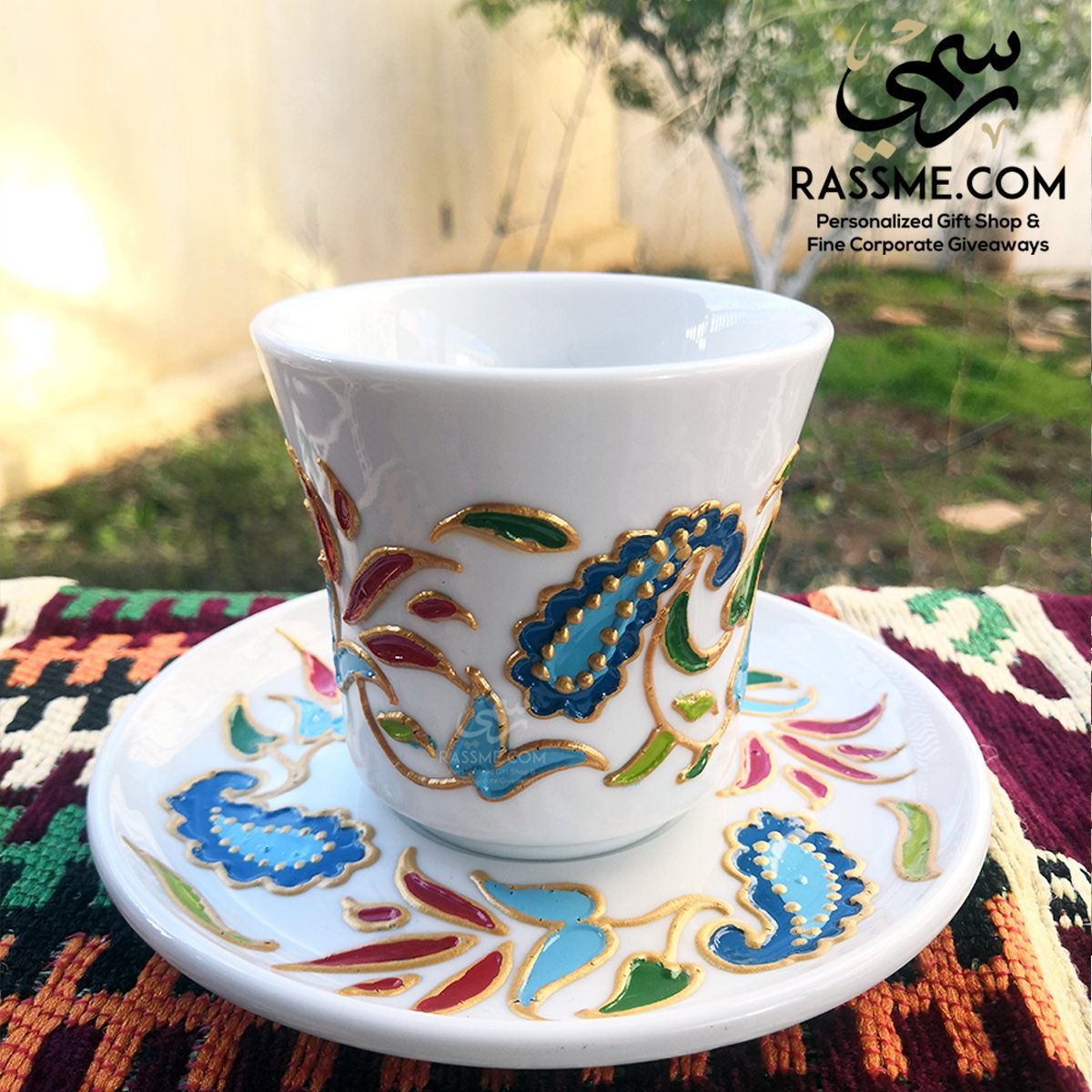 Porcelain Floral White Coffee / Tea cup - in Jordan