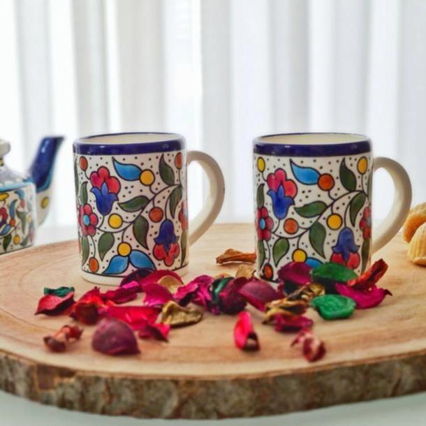 FLORAL CERAMIC COFFE TEA MUG 12OZ - Rassme