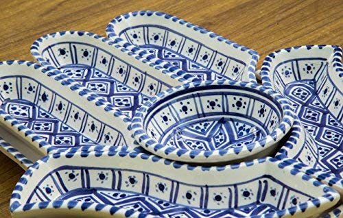 Hamsa Nut Dish Plate Serving Dish Chip and Dip Set Chanuka - Rassme