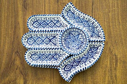 Hamsa Nut Dish Plate Serving Dish Chip and Dip Set Chanuka - Rassme