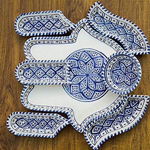 Hamsa Nut Dish Plate Serving Dish Chip and Dip Set Chanuka - Rassme