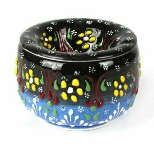 Handmade Ceramic Ashtray with Lid Decorative Turkish Hand Painted - Rassme