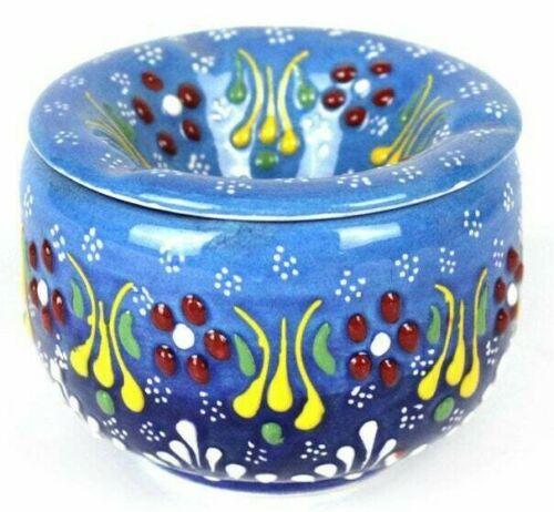 Handmade Ceramic Ashtray with Lid Decorative Turkish Hand Painted - Rassme