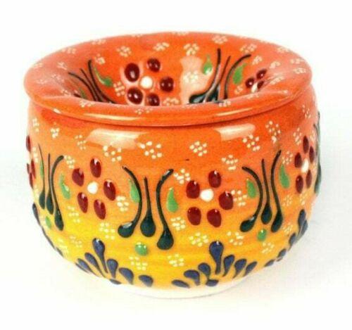 Handmade Ceramic Ashtray with Lid Decorative Turkish Hand Painted - Rassme