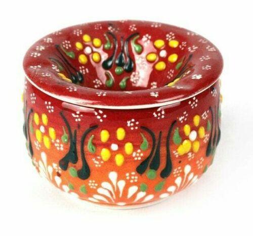 Handmade Ceramic Ashtray with Lid Decorative Turkish Hand Painted - Rassme