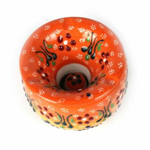 Handmade Ceramic Ashtray with Lid Decorative Turkish Hand Painted - Rassme
