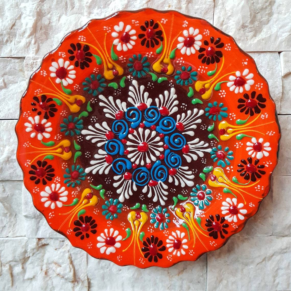 Handmade Ceramic Traditional Turkish Tile Plate Decorative Wall Hanging - Rassme