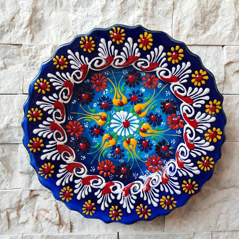 Handmade Ceramic Traditional Turkish Tile Plate Decorative Wall Hanging - Rassme