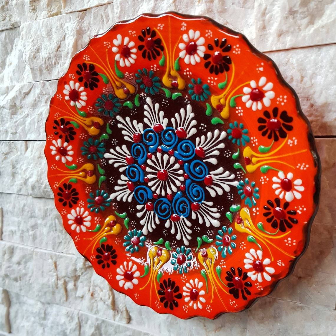 Handmade Ceramic Traditional Turkish Tile Plate Decorative Wall Hanging - Rassme