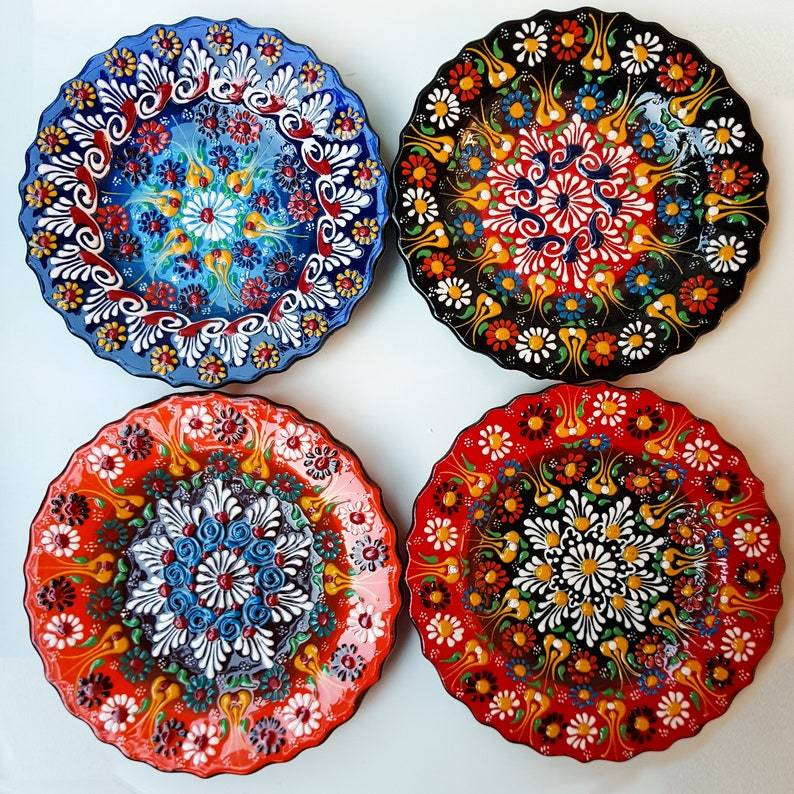 Handmade Ceramic Traditional Turkish Tile Plate Decorative Wall Hanging - Rassme