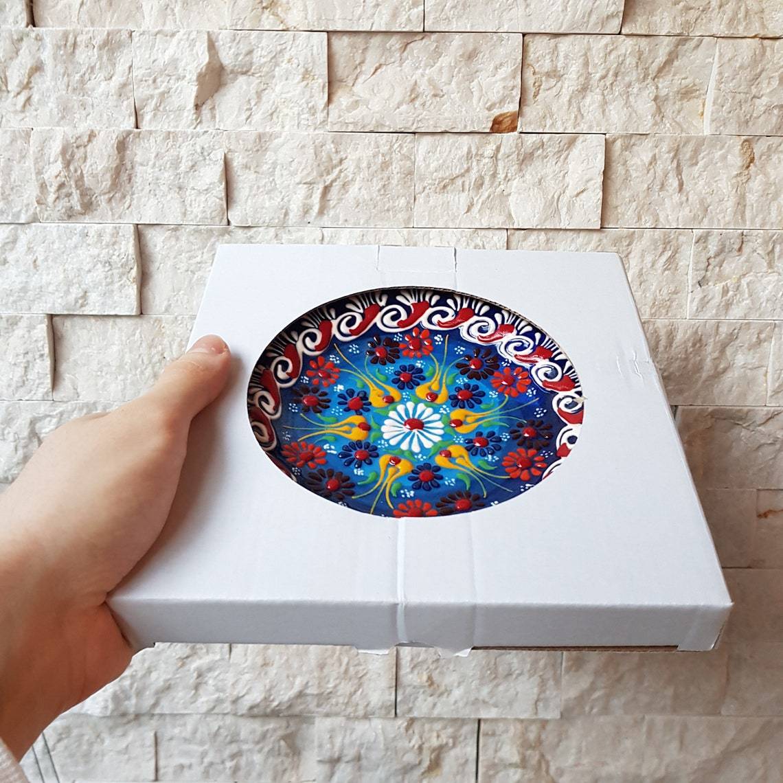 Handmade Ceramic Traditional Turkish Tile Plate Decorative Wall Hanging - Rassme