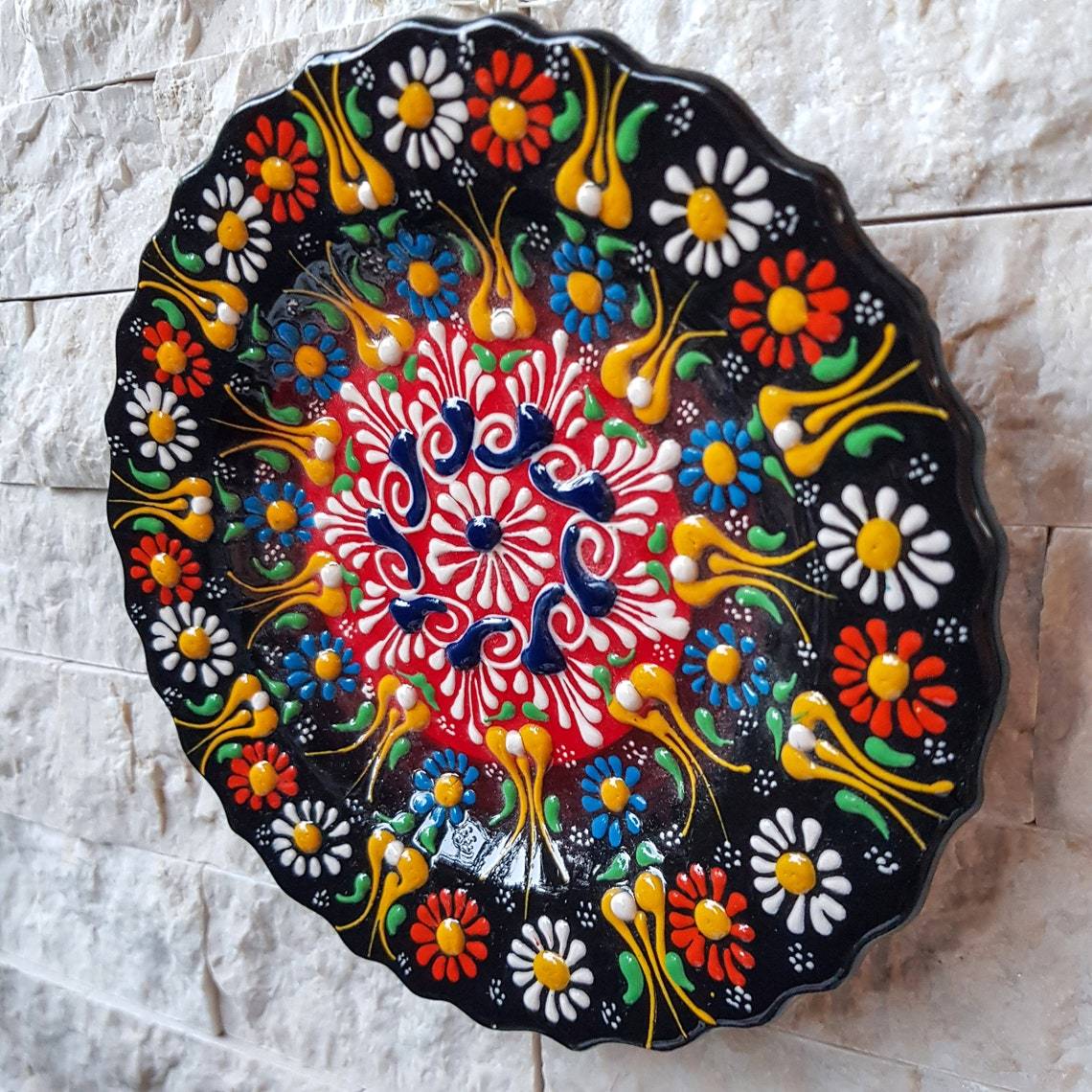 Handmade Ceramic Traditional Turkish Tile Plate Decorative Wall Hanging - Rassme