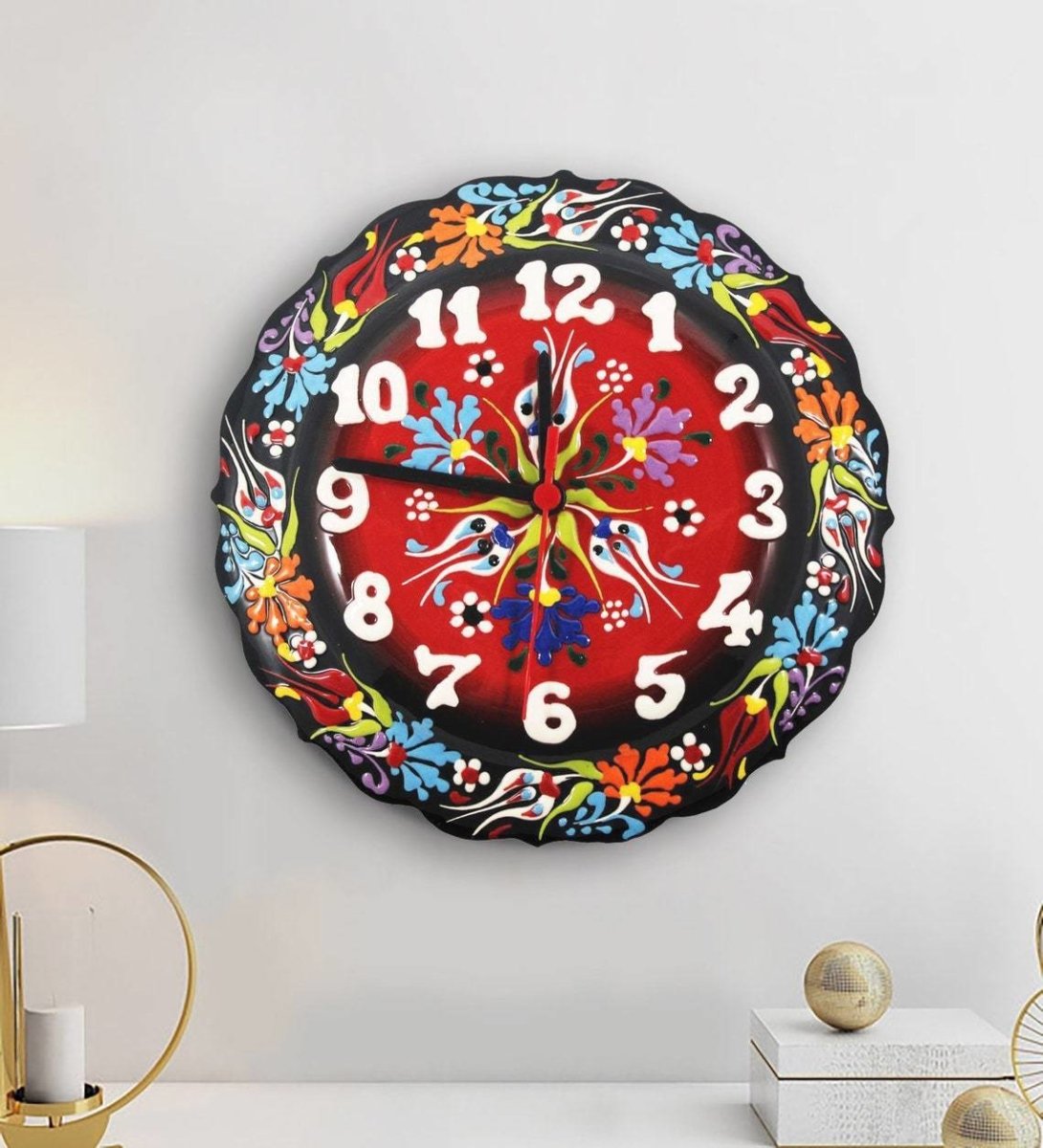 Handmade Ceramic Wall Clock, Decorative Ceramic Plate Clock, Unique Home Decor - Rassme