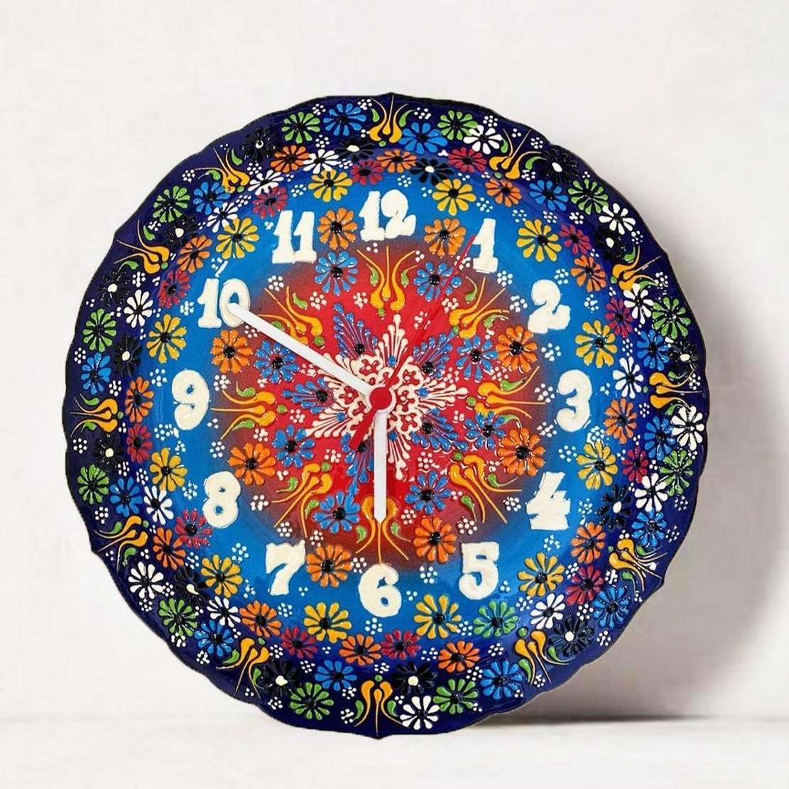 Handmade Ceramic Wall Clock, Decorative Ceramic Plate Clock, Unique Home Decor - Rassme
