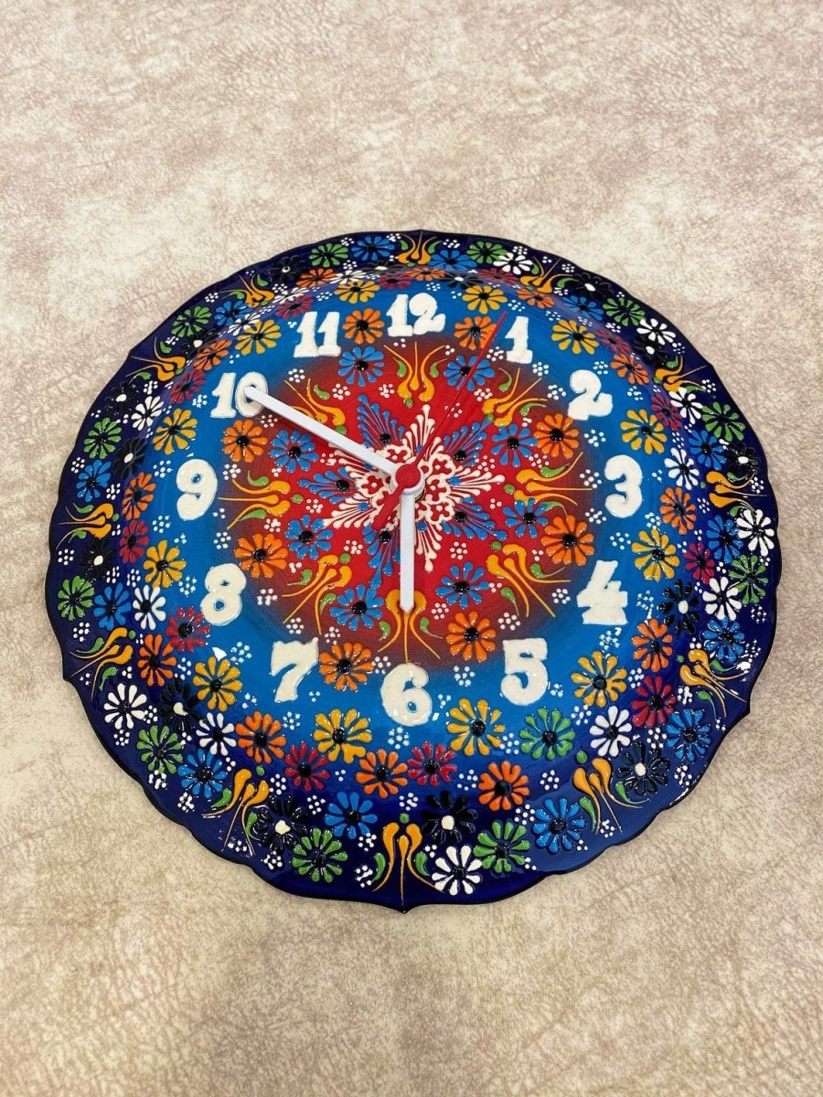 Handmade Ceramic Wall Clock, Decorative Ceramic Plate Clock, Unique Home Decor - Rassme