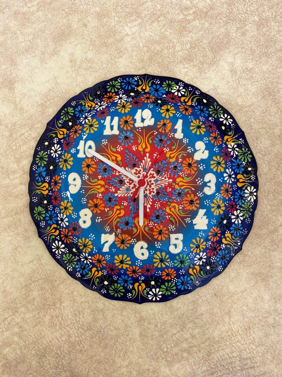 Handmade Ceramic Wall Clock, Decorative Ceramic Plate Clock, Unique Home Decor - Rassme